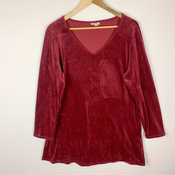 J. Jill PureJill Burgundy Red Velvet Tunic - Picture 1 of 5